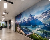 Wanddecoratie met een berglandschap